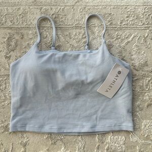 NWT Athleta Scoop Pique Crop Bikini Top Blue Size Large A/C